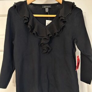 Cable & Gauge Black Ruffled Top